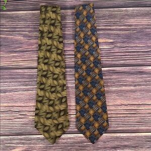 Grateful Dead J Garcia Set of 2 Men’s Silk Ties. Olive, Blue, and Brown Tones